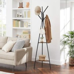 Porte-Manteau sur Pieds au Style Rustique, Portant, Meuble d'entrée, Style Industriel, avec 2