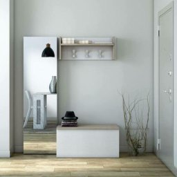 Meuble d'entrée Narciso, Portemanteau avec 3 crochets, Étagère de rangement pour couloir, Fabriqué