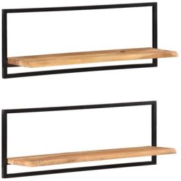 Tagères murales 2 pcs,100x24x35 cm,Bois d'acacia et acier