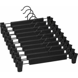 Lot de 10 Cintres pour Pantalon , Cintres Porte-Jupes , avec 2 Pinces antidérapants et réglables ,