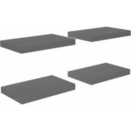 Étagère murale flottante 4 pcs Gris brillant 40x23x3,8 cm MDF vidaXL - gris brillant