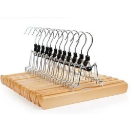 Lot de 12 cintres cintres-pinces en bois pour pantalons et jupes anti-glissement et crochets