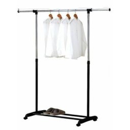 Beichen - Porte manteau en acier carbone ajustable avec roues pour Les vêtement - Noir