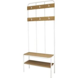 Box And Beyond - Meuble d'entrée,vestiaire, porte manteaux 6 crochets et banc avec range-chaussures