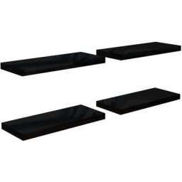 Tagère murale flottante 4 pcs Noir brillant 60x23,5x3,8 cm mdf Vidaxl noir brillant