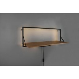 Mirrors And More - Leonie - Étagère murale avec bande led - Naturel/Noir - 30x90cm - Naturel/Noir