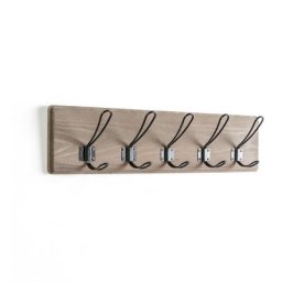 Vs Venta-stock - Porte-manteau mural Xica en bois gris, 5 crochets - Gris