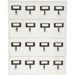 Biscottini - Tableau d'affichage Porte-clés mural 16 crochets en bois 37x47 cm Porte-clés couloir