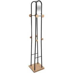 Porte-manteaux 8 crochets et miroir Filo - 5 five simply smart - Effet chene naturel et noir