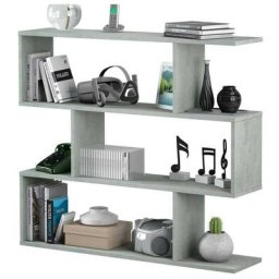 Miroytengo - Etagère basse Pluton en couleur ciment salon bureau style moderne 97x110x25 cm