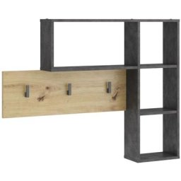 FMD - Porte-manteau mural 4 compartiments ouverts Anthracite et chêne anthracite and oak
