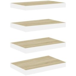 Tagères flottantes 4 pcs Chêne et blanc 50x23x3,8 cm mdf Vidaxl Chêne et blanc