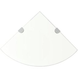 Tagère de coin + supports | Meuble de rangement Meuble Étagère chromés Verre Transparent 35 x 35 cm