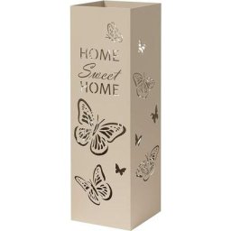 Porte Parapluie en Métal Carré en Style Moderne avec Inscription 'Sweet Home' et Papillons,