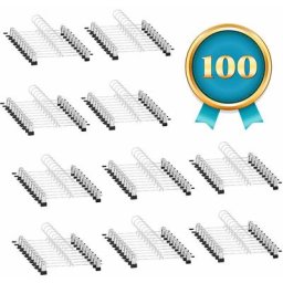 Lot de 100 Cintres Métal Antidérapant avec Pince Porte Manteaux Robe Jupe Pantalon Penderie Armoire
