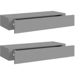 Tagères à tiroirs murales 2 pcs Gris 60x23,5x10 cm mdf Vidaxl Gris