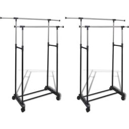 Porte-manteaux réglables 2 pcs 2 rails d'accrochage Vidaxl Noir