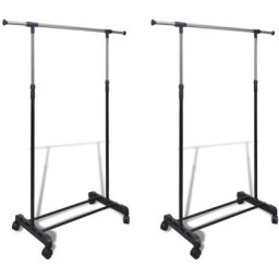 Porte-manteaux réglables 2 pcs 1 rail d'accrochage Vidaxl Noir