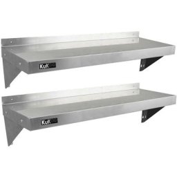 KuKoo – 2 Etagères Murales en Acier Inoxydable Résistant à la Corrosion de 125cm x 30cm pour