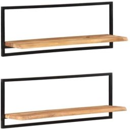 Tagères murales 2 pcs 100x24x35 cm Bois d'acacia et acier Vidaxl n/a