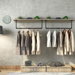 Hofuton Paire Portant à Vêtement Industriel, Porte Manteaux, Penderie Murale Rail de Suspension