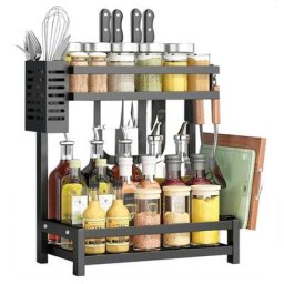 Skecten - tagère à Epice 2 Niveaux 34*21*41.7cm Noir