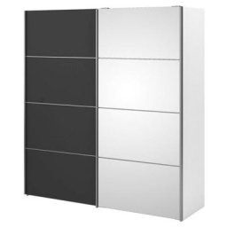 Veto Armoire 1 porte et 1 porte miroir, avec 3 tablettes de rangement et 1 conteneur à roulettes,