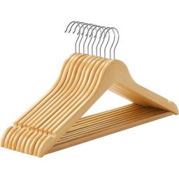 Cintre Bois, Lot de 10, avec Encoches Antiglisse, Barre Antidérapante pour Pantalons, Crochet