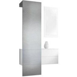 Garderobe Meubles d'entrée Carlton Set 2 Blanc - haute brillance & tons naturels - Panneau