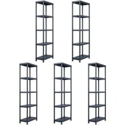 Tagères de rangement 5 pcs Noir 125 kg 60x30x180 cm Plastique Vidaxl n/a