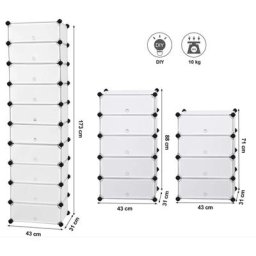 Dyhf - Armoire modulable, Étagère de Rangement à Chaussures, en Plastique, 10 Compartiments,