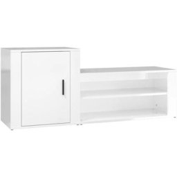 Armoire à chaussure Blanc brillant 130x35x54 cm Bois ingénierie vidaXL - Blanc brillant