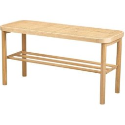 Banc Entrée Chambre Scandinave Bois Rangement Cannage Rotin - Beige