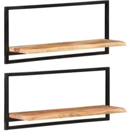 Tagères murales 2 pcs 80x25x35 cm Bois d'acacia et acier Vidaxl n/a