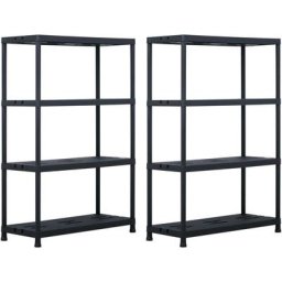 Tagères de rangement 2 pcs Noir 220 kg 90x40x138 cm Plastique Vidaxl n/a