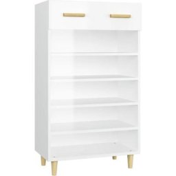 Armoire à chaussure Blanc brillant 60x35x105 cm Bois ingénierie Vidaxl Blanc brillant