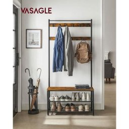 Vasagle Portemanteau, Meuble d'Entrée, Vestiaire, Portant, avec Banc et Étagères à Chaussures,