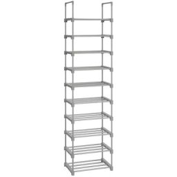 Etagère à chaussures en fer gris avec 10 niveaux modulables - L45 x H174 cm Calicosy Gris