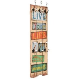 Porte-manteau mural Portant vêtement avec 6 crochets 120 x 40 cm live life 99622 - Multicolore