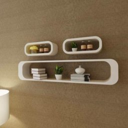 Hommoo - 3 Etageres Cubes murales mdf Stockage livre/DVD Blanc Rectangulaire HDV09091