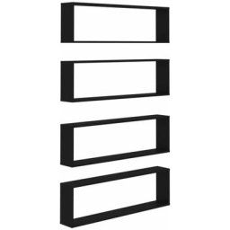 Tagères cube murales 4 pcs Noir 100x15x30 cm Aggloméré Vidaxl Black