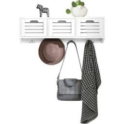 Sobuy - FHK19-W Porte-manteau Étagère murale Meuble d'Entrée Patères Étagère Suspendue Vestiaire
