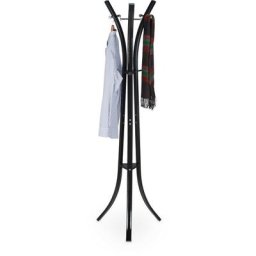 Porte-manteaux en métal sur pied support pour manteaux vestes entrée couloir 175 cm, noir