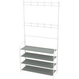 Porte-manteau en métal, Étagère à Chaussures à 4 Niveaux,Vestiaire, Chaussures, Rangement entrée,