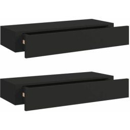 Tagères à tiroirs murales 2 pcs Noir 60x23,5x10 cm mdf Vidaxl Noir