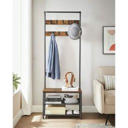Vasagle Portemanteau, Vestiaire d'Entrée, avec Banc et Étagère à Chaussures, ‎32.2 x 64 x 180 cm, 9