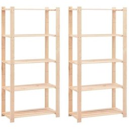 Hommoo - tagères de stockage 5 niveaux 2 pcs 80x38x170 cm Pin 250 kg
