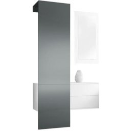Garderobe Meubles d'entrée Carlton Set 2 Blanc - haute brillance & tons naturels - Panneau