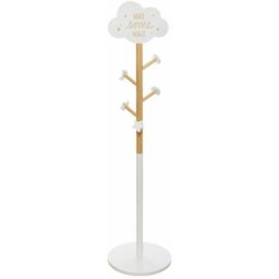 Porte manteau nuage avec 5 patères en bois - Blanc et beige - D 35 x H 135,5 cm - Livraison
