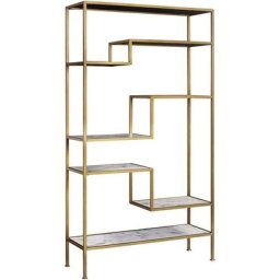 Bibliothèque étagère meuble de rangement en bois Teamson Home Marmo avec effet marbre VNF-00035